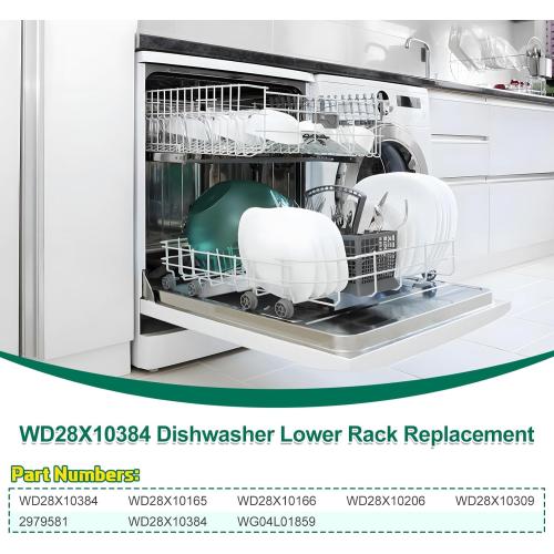 Upgraded WD28X10384 Dishwasher Lower Rack Replacement Compatible with GE Dishwasher Bottom Rack GLD4500V00CC, GLC4400R40BB, GLD5660V00SS with WD35X21038 Wheels