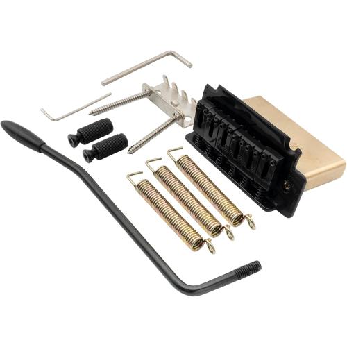 Musiclily Pro 52.5mm Modern 2-Point Tremolo Bridge 40mm Solid Brass Block for Squier Strat Style Electric Guitar, Black