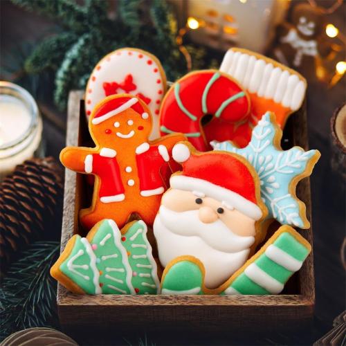 Christmas Cookie Cutters Set, 12 Pieces Stainless Steel Metal Christmas Cookie Cutters Shapes - Gingerbread Men,Christmas Tree,Snowflake, Candy Cane, Santa Face, Star and More