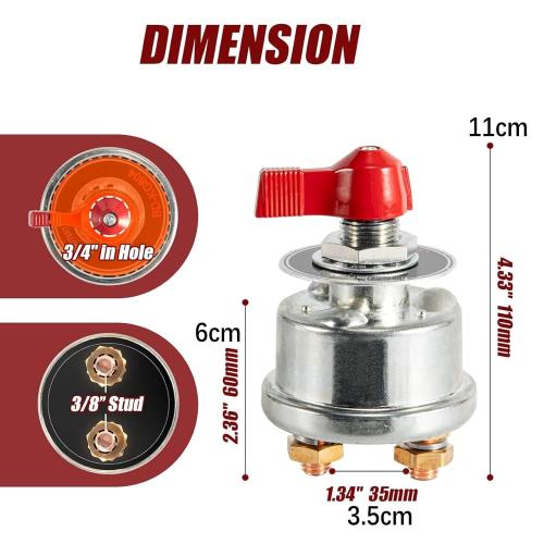300A High Current Master Battery Disconnect Switch for Car Vehicle RV Truck