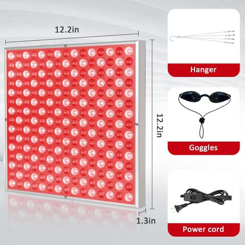 Red Light Therapy Lamp, LED Panel Deep 660nm and Near Infrared 850nm Light Combo, Red Light Therapy Device for Body and Face, Skin Beauty, Pain Relief of Muscles and Joints, Silver(Square)