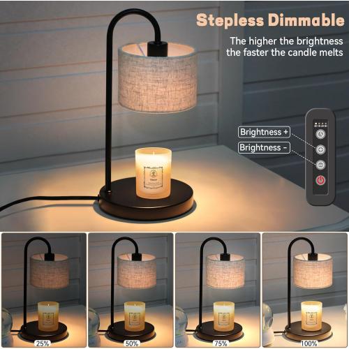 Candle Warmer Lamp with Timer, Dimmable Candle Wax Warmer Electric Candle Lamp for Scented Candles with 2 Bulbs, House Warming Gifts Christmas Gifts for Women Bedroom Home Decor - Linen