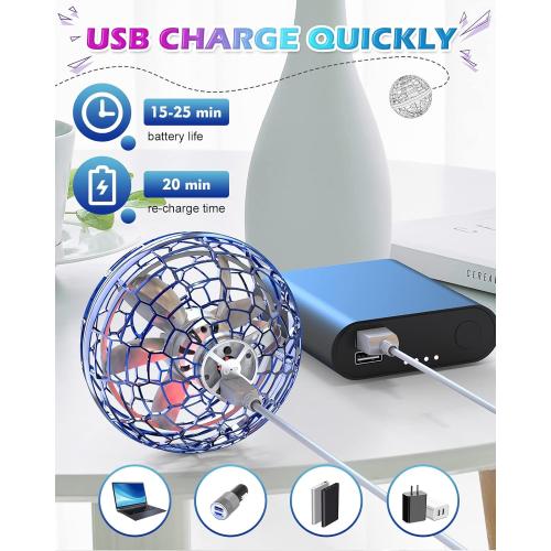 2 Pcs Flying Orb Ball Toys(Blue Red) Soaring Hover Spinner Hand Controlled Mini Drone for Kids Adults Outdoor Indoor