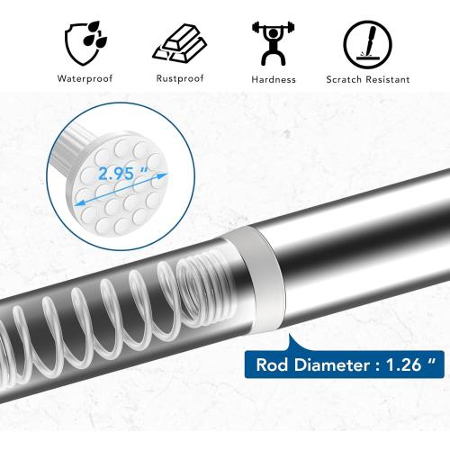 Umimile Tension Curtain Rod, 51-165 inches Adjustable Spring Shower Tension Curtain Rod, Stainless Steel Closet Rod for Windows or Shower, No Drilling, No Rust, Easy to Install