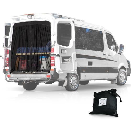 Living in a Bubble Van Bug Screen for Standard Roof Mercedes Benz Sprinter and Ford Transit, Universal Size Rear Door Flyscreen Mosquito Net, Center Zipper Closure
