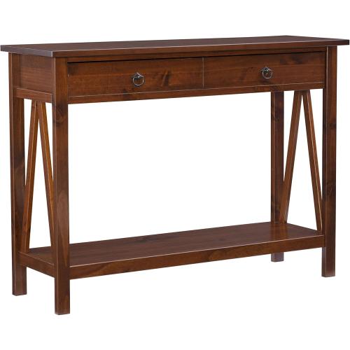Linon Home Dcor Console Table, 42.01w x 13.98d x 30.71h, Antique Tobacco
