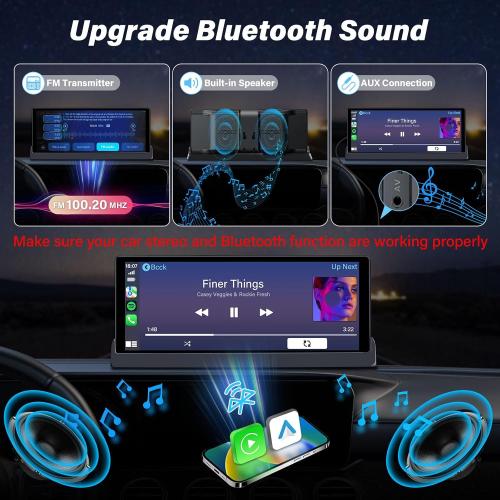 Carplay Screen for Car 10 Car Tablet Pro Max 2025【Unique Bracket】 w Googel/Siri Voice Control Wireless Apple Car Play Screen & Android Auto Screen w Mirror Link Videos Bluetooth/FM/AUX