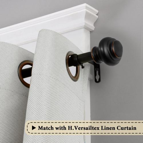 H.VERSAILTEX Window Curtain Rods for Windows 66 to 120 Inches Adjustable Decorative 3/4 Inch Diameter Single Window Curtain Rod Set with Classic Finials, Black