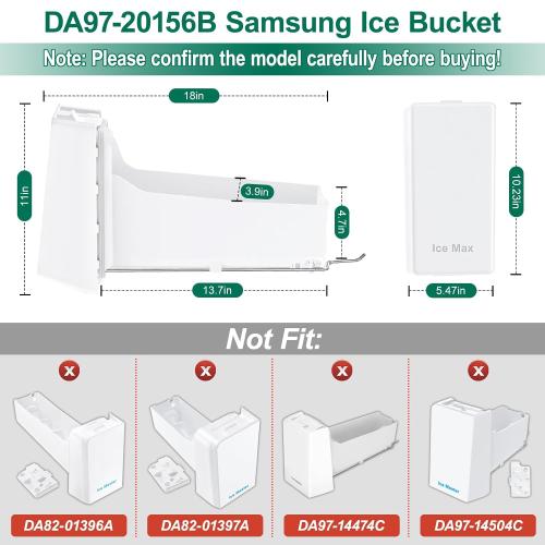 Upgraded DA97-20156A DA97-20156B Refrigerator Ice Bucket Replacement Compatible with Samsung Ice Maker Tray RF27T5201SR, RF28R7351SR, RF28R7201SR, RF28R7351SG Ice Tray Container Assembly