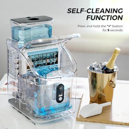 Kismile Ice Maker Countertop, Portable Ice Cube Maker Machine with 1.5L Detachable Water Tank, 33Lbs/Day, 16Pcs/5Mins, 24H Timer, Self-Cleaning Ice Maker, Ice Machine Maker for Home,Office,Party
