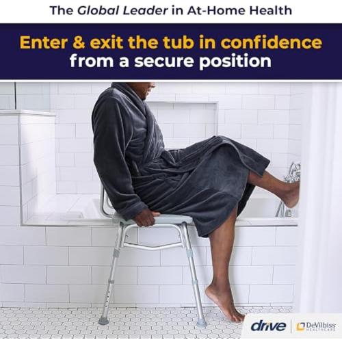 Drive Medical Tub Transfer Bench for Bathtub, Height Adjustable | Adjustable Backrest Offers Flexible, Comfortable Positioning During Bath and Shower Bench Transfers Daily