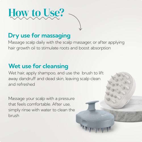 HEETA Scalp Massager 2 Pack, one item missing for Hair Growth, Soft Silicone Bristles to Remove Dandruff and Relieve Itching, Scalp Scrubber for Hair Care Relax, Shampoo Brush for Wet Dry Use, New Grey & Beige