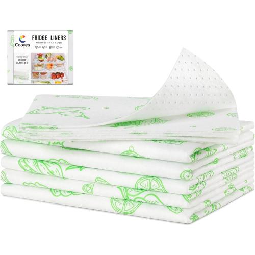 Cooyes Refrigerator Liners 17.7 x 24, Absorbent Strong Grip Fridge Mats Washable, Fridge Shelf Paper for Kitchen Cabinets, Non-Adhesive Refrigerator bin Liners for Shelves