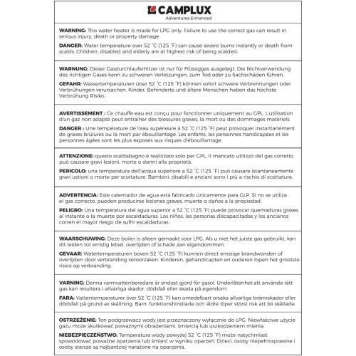 CAMPLUX Tankless Water Heater Outdoor, 1.32 GPM Portable Propane Camping Water Heater, 5L, AY132, White