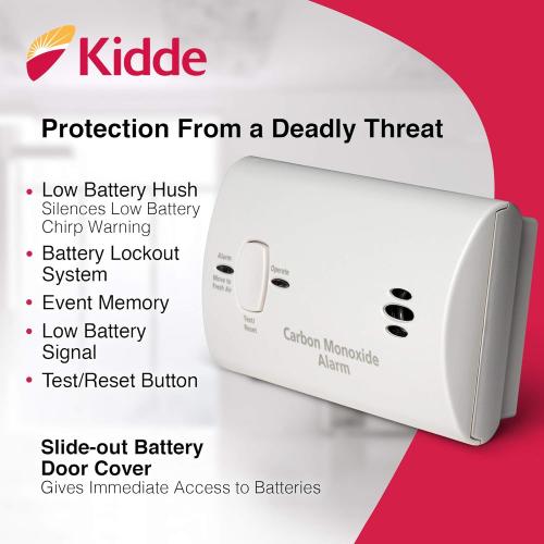 Kidde Carbon Monoxide Detector, AA Battery Powered, Portable for Travel or Home, 85 dB Alarm, LED Status Indicators, 3rd Edition