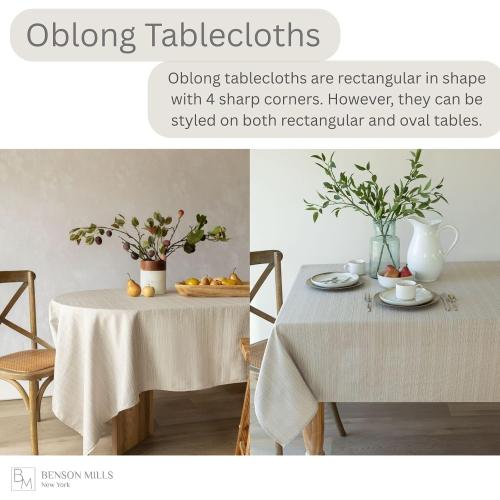 Benson Mills Cameron Textured Fabric Table Cloth, for Everyday Home Dining, Parties, Weddings & Holiday Tablecloths (60 x 140 Rectangular, White)
