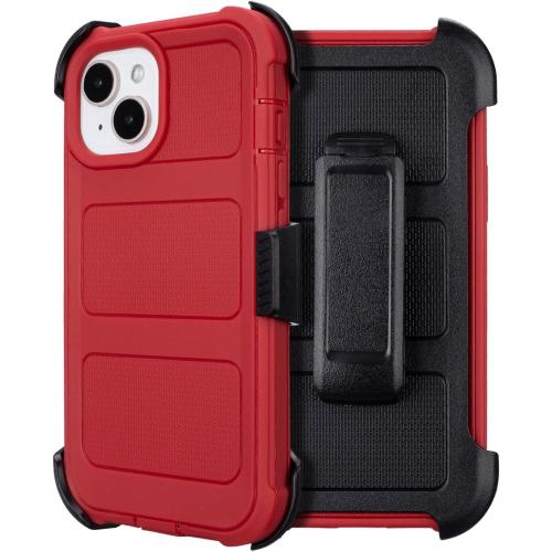 for iPhone 14 Phone Case with Belt Clip Holster Kickstand, Shockproof Heavy Duty Rugged, 2 Layers of Sturdy, Cases for iPhone14, for Protective i Phone Case 14 Defender Red