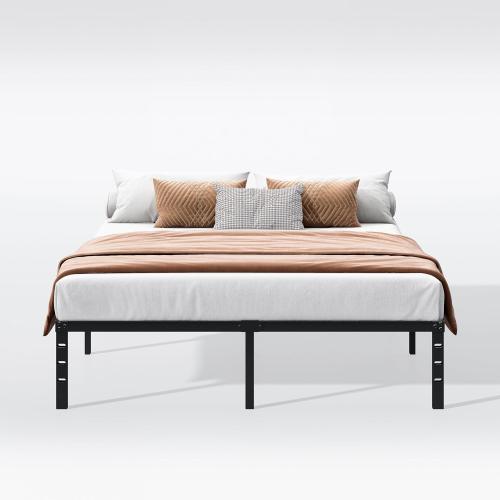 Hafenpo 14 Inch Queen Bed Frame - Sturdy Metal Platform Queen Size, No Box Spring Needed, Heavy Duty, Easy Assembly, Strong Bearing Capacity, Under Bed Storage, Black