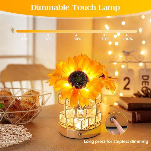 Sunflowers Flower Lamp Cordless Touch Table Lamp Birthday Gifts for Women