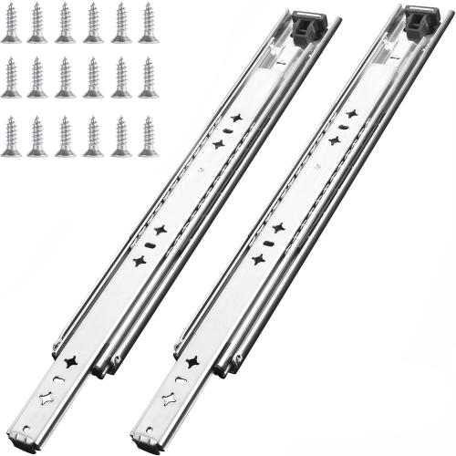 1 Pair 40 Inch 260 Lb Capacity Heavy Duty Drawer Slides(with Stainless Screws),Side Mount Undermount Full Extension 3 Fold Ball Bearing Stainless Steel Hardware Drawer Rails