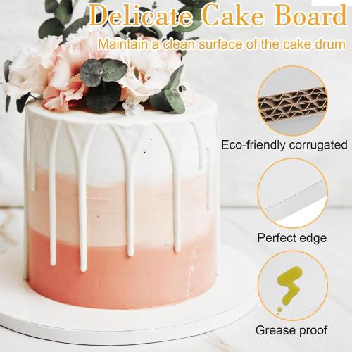 12 PCS Cake Drums 10 Inch, 10inch Drum, Cake Boards 10 Inch Round, 1/2 Thick Cardboard, Sturdy Circle, Base para Pastel Cardboard Base White Cake Boards for Wedding