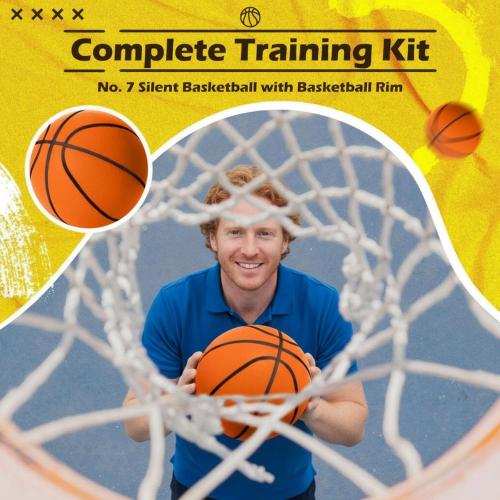 Silent Basketball and Hoop Set Soft Foam Indoor Basketball No Noise for Indoor Dribbling and Shooting Practice Ideal for Teens Adults