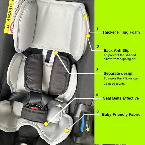 Color Grey Head and Body Support Pillow Compatible with Doona Car Seat Strollers,Stroller Cushion