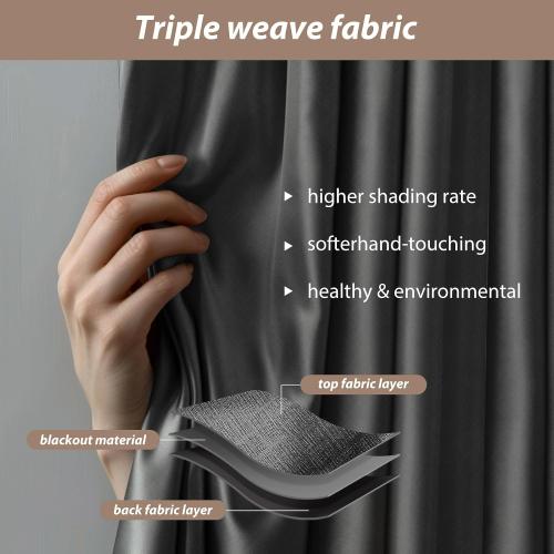 Room Divider Curtains with Ceiling Curtain Track Set Window Curtain for Bedroom,Living Room Total Blackout Thermal Insulated Privacy Ceiling Track Curtain W 15 × H 9 FT Deak-Grey drape&Black track