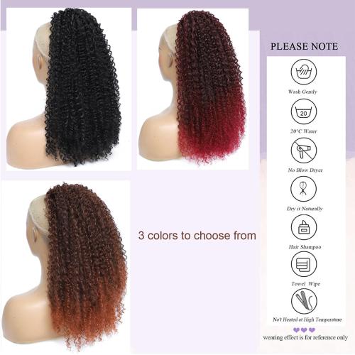 Drawstring Ponytail Afro Kinky Curly Ponytail Extension for Women 20” Synthetic Heat Resistant Protective Style Hair Pieces (Black)