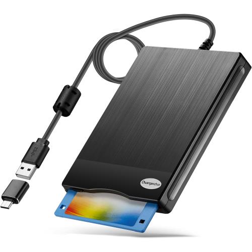 Floppy Disk Reader, 3.5 inch USB Type A&C External Floppy Disk Drive, 3 1/2 Floppy Disc Reader for PC,Laptop&Notebook-Brushed Texture