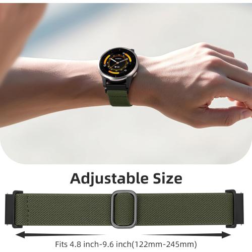 DaQin 3 Pack Nylon Watch Bands Compatible with 16mm 18mm 20mm 22mm Quick Release Watch Band, Adjustable Soft Stretchy Solo Loop Strap Elastic Braided Relacement Wristband for Men Women
