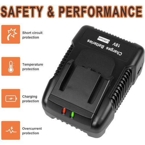 Black 18V R86092 Fast Charger Lithium Battery Charger for RIDGID Tools 18V Battery R840083, R840085, R840086, R840087, AC840085, AC840086, AC840087P AC840089 etc.