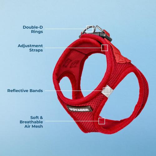 Best Pet Supplies Voyager Step-in Air Harness - All Weather Mesh, Reflective, No Pull Harness for Dogs, Cats - Secure with Hook & Loop Fastener, Buckle, Double D-Rings - Red, S