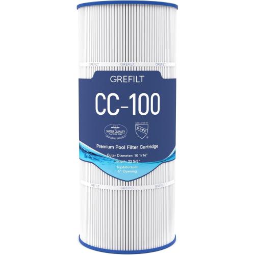 CC100 Pool Filter Cartridge, Compatible with Pentair CC100, CCRP100, Replaces Pleatco PAP100, Unicel C-9410, Filbur FC-0686, Pentair R173215, 100 sq.ft, Dimensions: 23 5/8 x 10 1/16