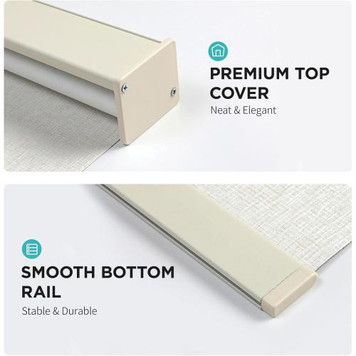 Joydeco Cordless Blackout Roller Shades, Premium Woven Fabric Blinds for Indoor Windows, Thermal Insulated UV Protection Roller Window Shades for Home and Office (Lvory, 34” W x 72” H)