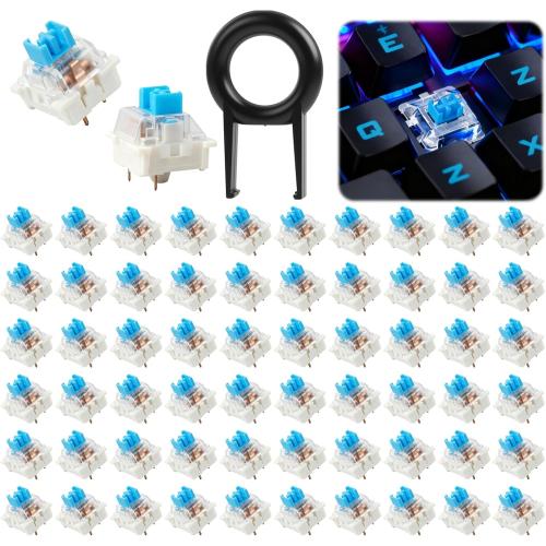 61Pcs Clickers for 3D Prints,Mechanical Keyboard Keycaps Set with Remover Tool,Blue Switches,DIY Accessories,Applicable for Blue Switch Mechanical Keyboard,Ideal for Typists & Keyboard Enthusiasts