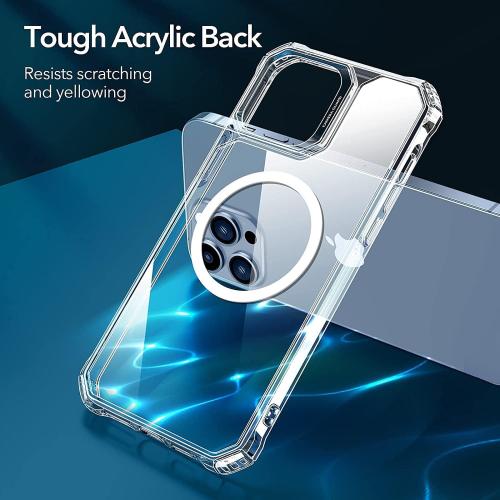 ESR Air Armor Magnetic Case with HaloLock Compatible with iPhone 13 Pro Case, Compatible with MagSafe, Military-Grade Protection, Yellowing-Resistant Hard Back, Shock-Absorbing Corners, Clear