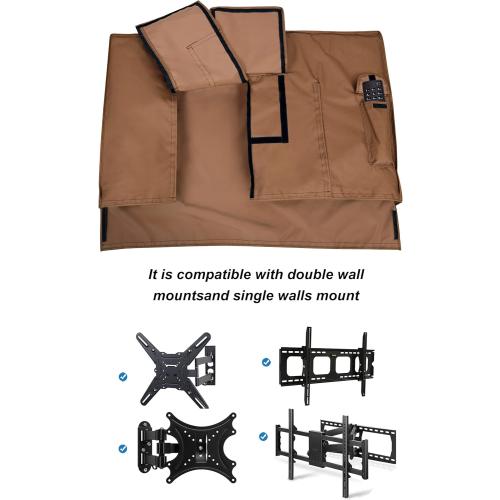 Brown 68x42 iBirdie Outdoor TV Cover 70 to 75 inch Weatherproof, Cover Size 68''L x 42''H, Waterproof for Outside Flat Screen 70 to 75 inch TV, Brown, 600D Thick Fabric Screen Protector with Bottom