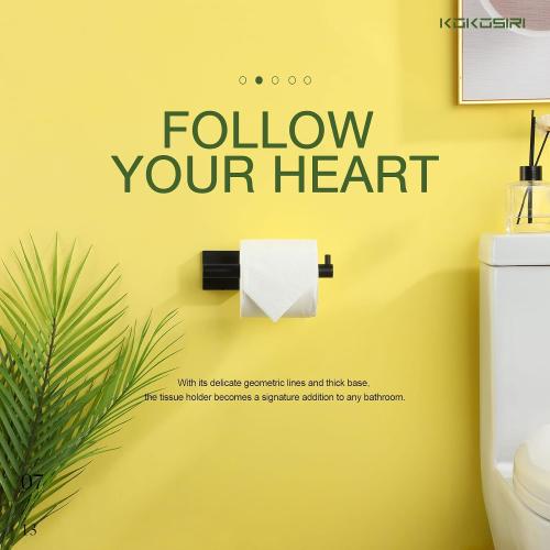KOKOSIRI Toilet Paper Holder for Bathroom Toilet Roll Holder Hold Mega Rolls Matte Black Stainless Steel B2005BK