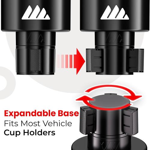Integral Ultimate Car Cup Holder Expander with Adjustable Base & Organizer | Fits Yeti 14/24/36/46oz, Hydro Flask 32/40oz, Ramblers, mugs & 3.4-4.0in bottles, rubber-tab adjustable base