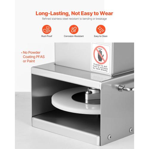 VEVOR Electric Pizza Dough Press Machine, 6 Inch Pizza Pastry Press Plate, Stainless Steel Bread Presser, Commercial Forming Machine with Adjustable Thickness and 100 Sheets of Parchment Paper