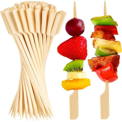 Cocktail Picks Bamboo Skewers for Appetizers, FATLODA Paddle Wooden Skewers, Fancy Flat Toothpicks for Appetizers, 4.7 IN Bamboo Sticks for Party Sandwich Fruit Charcuterie Boards Accessories