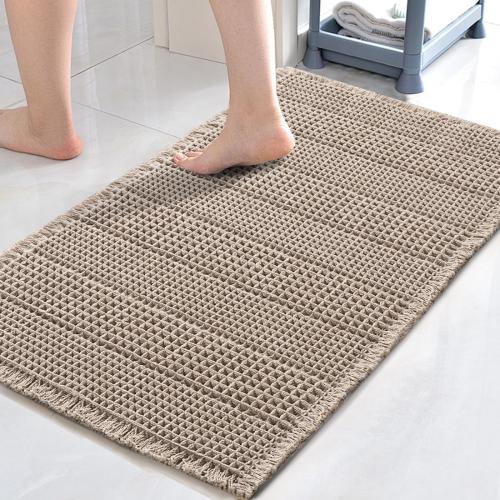 H.VERSAILTEX Upgraded Waffle Bath Mat Super Absorbent Non Slip Bath Rug for Bathroom Floor, 24 x 36, Irish Cream