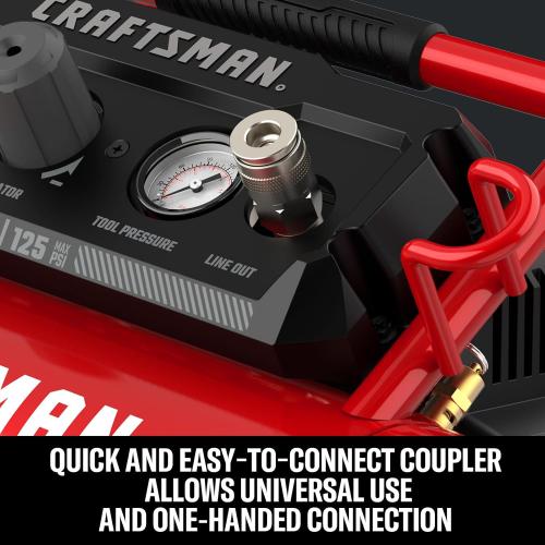 CRAFTSMAN Air Compressor, 2 Gallon Portable Air Compressor 1/3HP Max 125 PSI Oil-Free Light Weight with 10 PCS Accessory Kit
