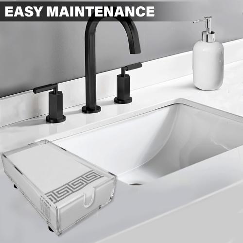 Acrylic Hand Towel & Napkin Holder with Black Feet - 9x5 Inches - Clear