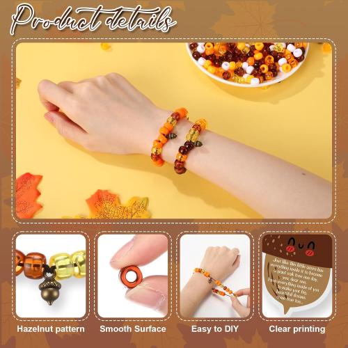 Tondiamo 36 Set Thanksgiving Bracelet Kit Fall Bracelet Crafts Kit Thanksgiving Acorns Shaped Beads and Card with Jute Twine for Jewelry Making Fall DIY Games Activities Prizes
