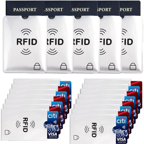 EMI RFID Blocking Sleeves, 12 RFID Blocking Credit Card Sleeves & 3 Passport RFID Security Holders Suit, Identity Theft Protection Sleeve Set for Men & Women. Fits All Wallet and Purse. (15PCS)