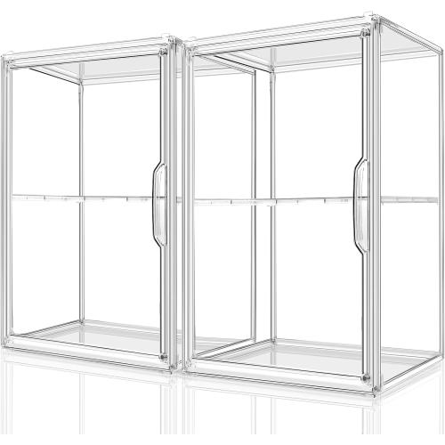 2Pack Makeup Organizer Storage, Large Capactiy Acrylic Bathroom Organizer, Clear Cosmetics Organizer Bins with Division Board for Vanity, Skincare, Countertop Storage and Display Case