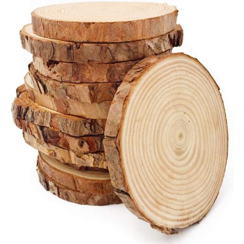 Unfinished Natural Wood Slices 12 Pcs 3.5-4 inch Craft Wood kit Circles Crafts Christmas Ornaments DIY Crafts with Bark for Crafts Rustic Wedding Decoration by William Craft (3.5-4inch)