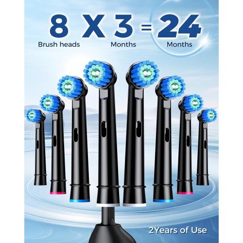 Rotating Electric Toothbrush for Adults with 8 Brush Heads, Sensitive Gum Care Electric Toothbrush with 3 Modes and 2 Min Smart Timer, Rechargeable Last 60 Days
